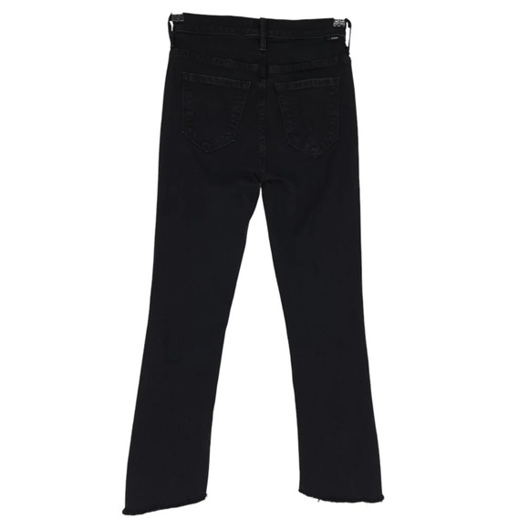 Mother Insider Crop Step Fray Jeans Not Guilty Black Mid Rise Denim - Picture 4 of 9